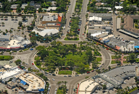 Aerial view of St Armands Circle